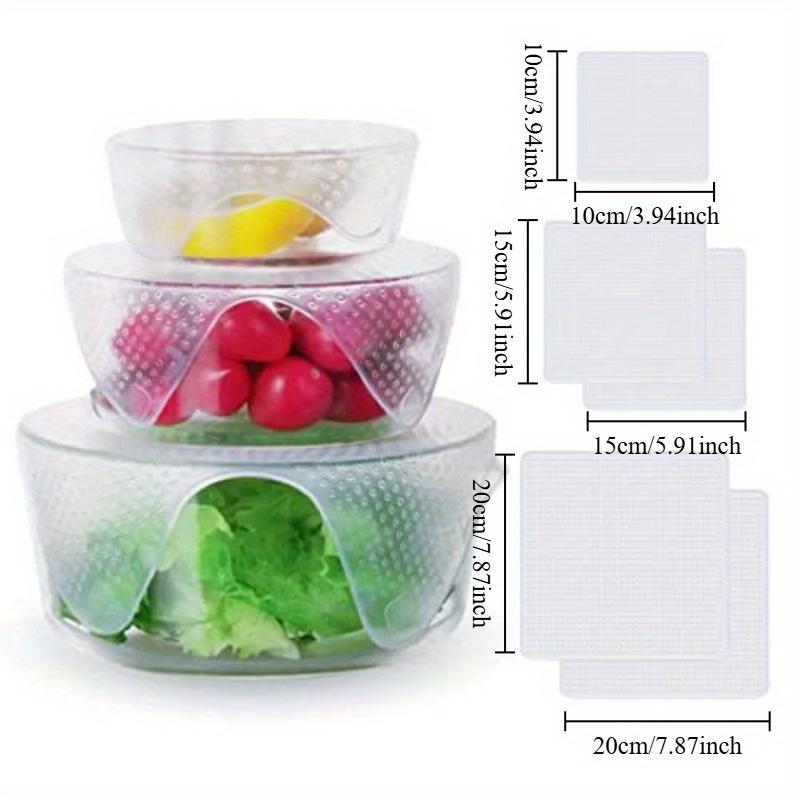 

4Pcs/set Reusable Silicone Wrap Seal Food Fresh Keeping Wrap Lid Cover Stretch Vacuum Food Wrap Bowl Cover Home Kitchen Tools прозорий