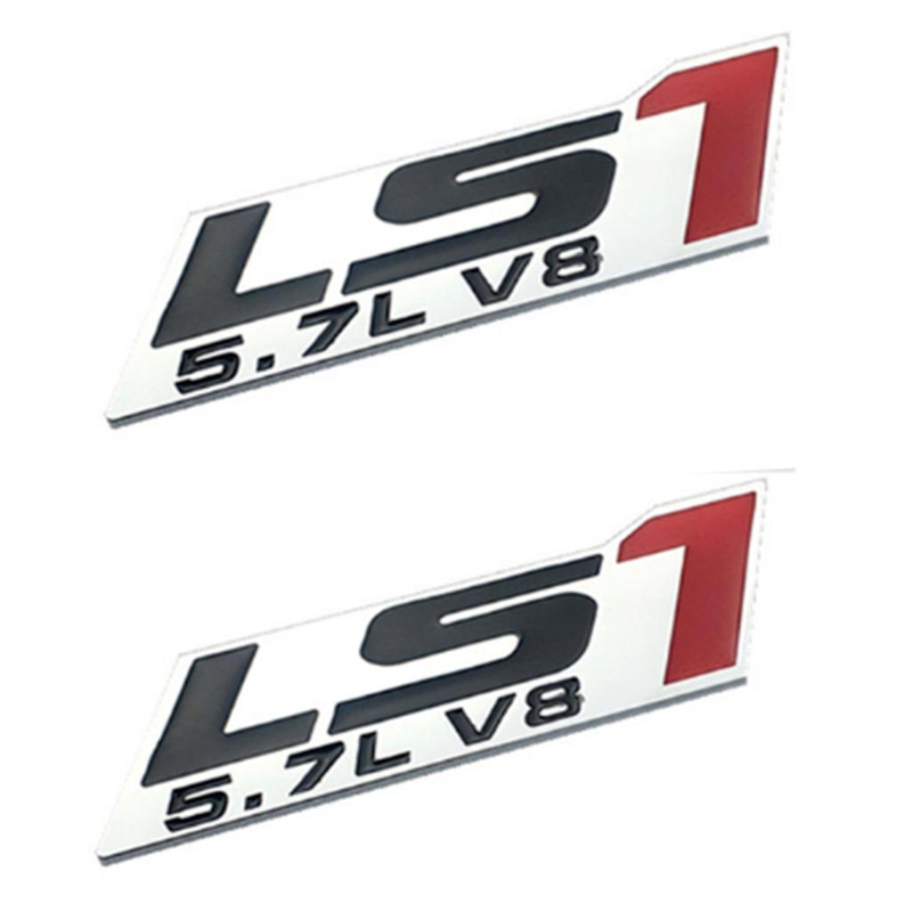 2Pcs Metal LS1 5.7L V8 Discharge Standard Trunk Lid Sticker Badge