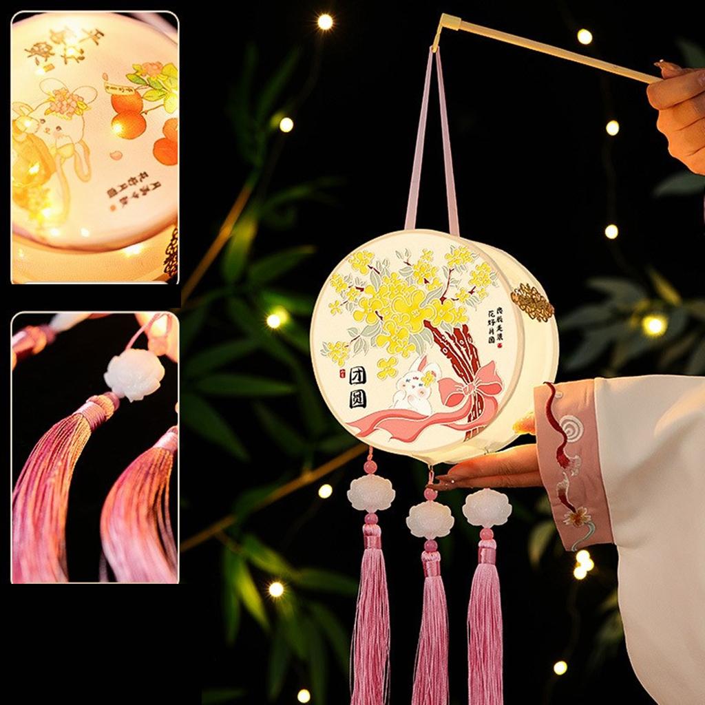 Handheld Lanterns for Traditional Chinese Celebration Waterproof Moon Festival Light with Soft Lighting Home Decoration