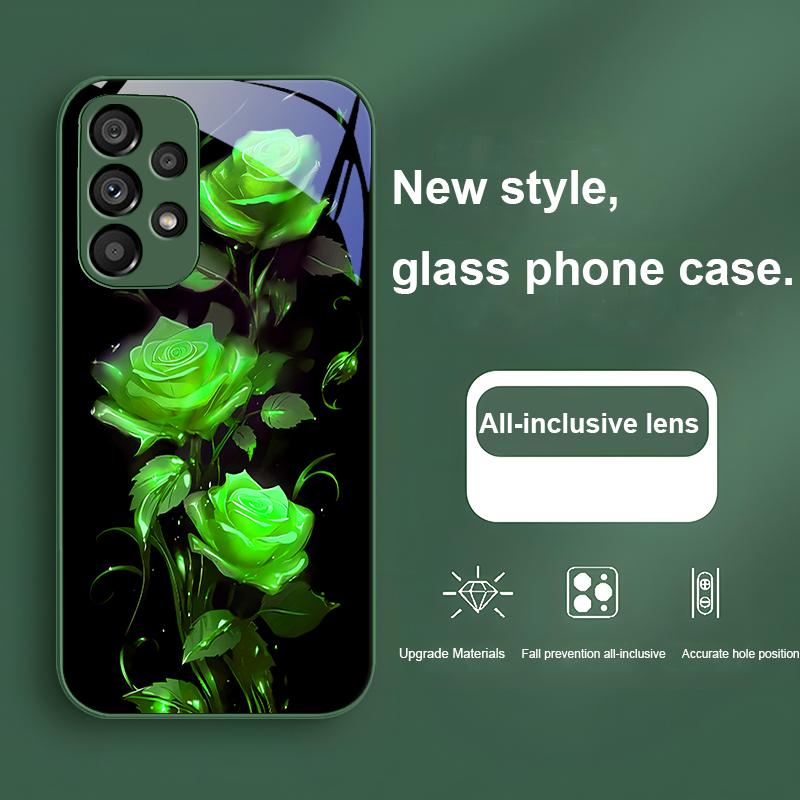 Brilliant Rose Blue For Samsung Galaxy Note 10 Plus S20 21 FE S23 Ultra S8 9 A70 72 73 50 51 52 53 Tempered Glass Phone Case