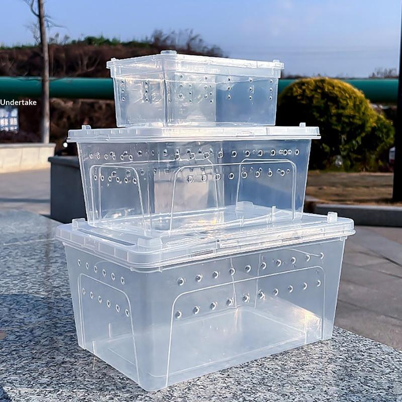Reptile Breeding Box Secure Portable Terrarium with Clear View Escape Proof Lid for Transport and Pet Display