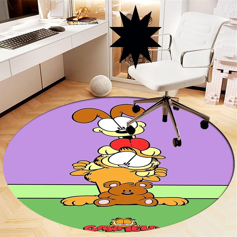 Garfield Printed Round Rug Carpet Chair Rug Area Rug Entryway Doormats,for Office Chair Living Room Bedroom Kitchen Room.