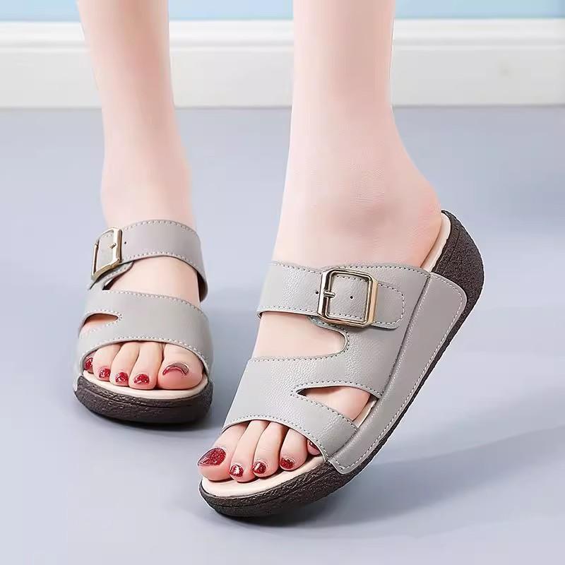 Sandals women's summer wear soft-soled wedges comfortable non-slip versatile beach shoes cool slippers