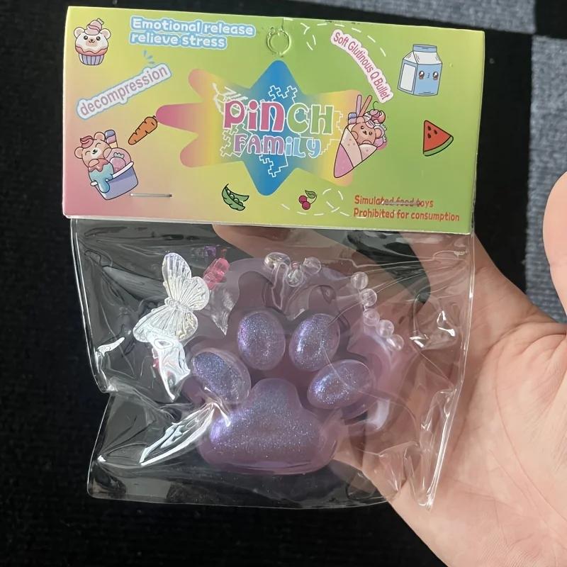 

1Piece Squishy Transparent Cat Claws Press Toys Kids Adult Plush Pinch Pop Fidgeting Toys With Butterfly Beads Halloween Christmas