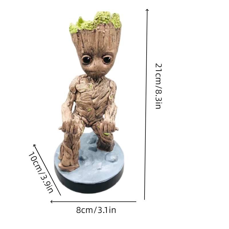 Držák na telefon Bílý rytíř v kresleném stylu pro líné hráče, pryskyřičný materiál, velikost 6,5 cm / 2,5 palce