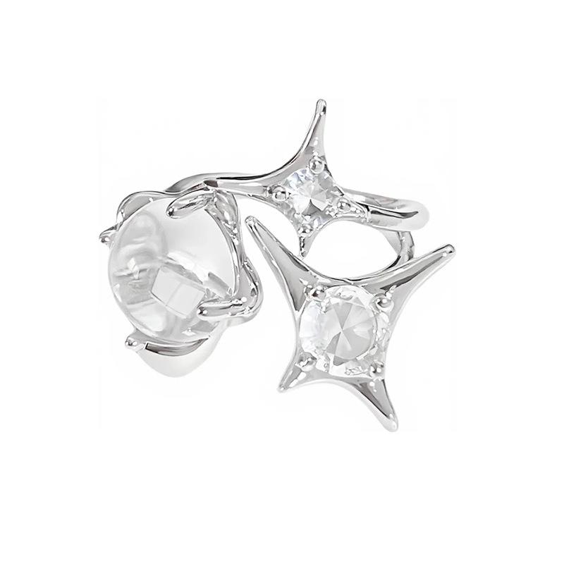 Heller Mond und Sterne~ Mondstein Unregelmäßiger Öffnungsring Damen Nischendesign Fortgeschritten Süß und Cool Stapeln Tragen Zeigefingerring
