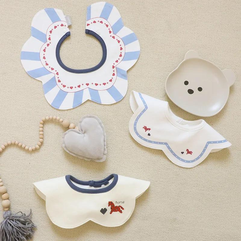 

Non-Toxic 3Pcs Cotton Gauze Baby Feeding Bibs Summer Soft Petal Baby Printed Drooling Towel Newborn Toddler Baby Burp Cloth Children