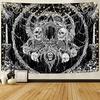 Tapestry Gothic Skull Black White Horror