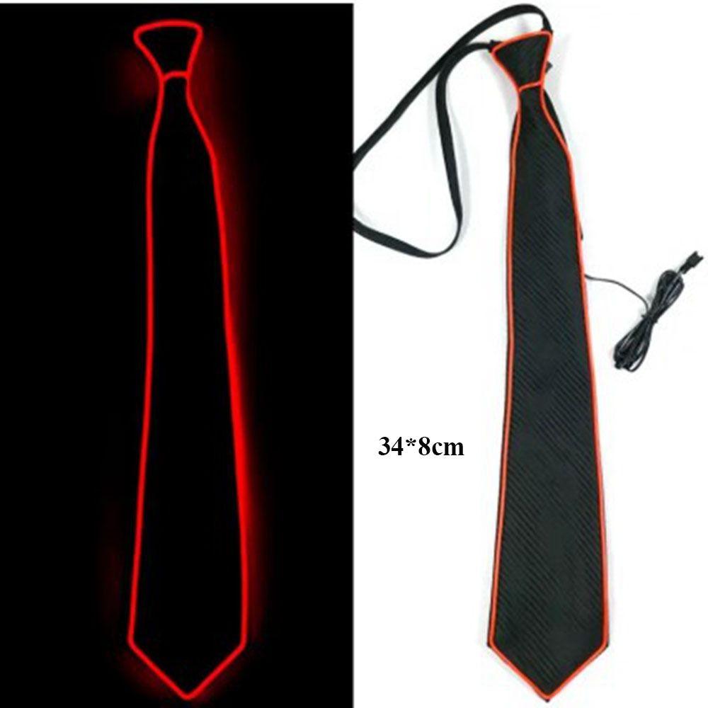 New Adjustable Light Up Neckties LED Luminous Props Funny Gift LED Light Up Tie Flashing Luminous Colored Ties Bar Party
