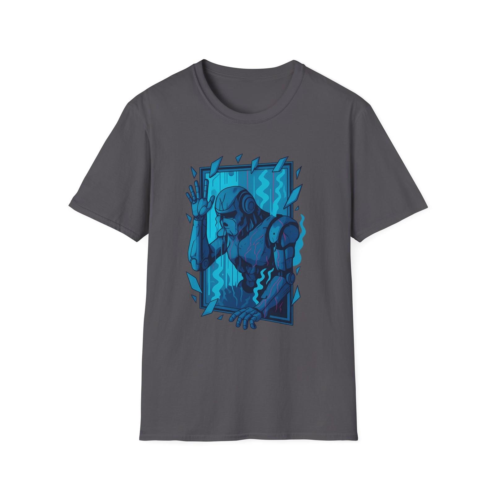 Unisex Softstyle Futuristic Robot T-Shirt Mens Womens Tees Top – Sci-Fi/Cyberpunk/Techcore XL