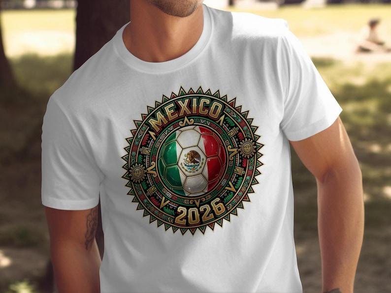 Mexico 2026 World Cup Soccer T-Shirt, Aztec Style Football Fan Tee, El Tri Futbol Supporter Gift for Him Her