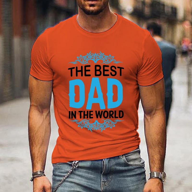 Hot The Best Dad In The World Father'S Day Graphic Short Sleeve T-Shirts For Men Shirts Loose T-Shirt Casual Summer T-Shirts