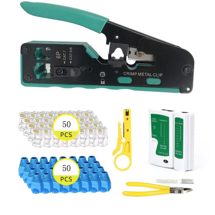 Multifunctional 6P 8P Wire Cable Crimper Stripper Cutter Pliers Network Cat5e Cat6 Cat7 Rj45 Pass EZ Crimping Tool Novelty Gift
