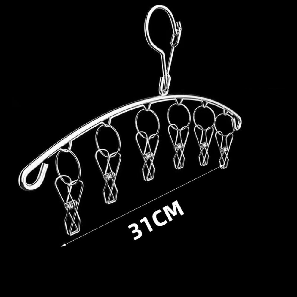

6-20Pegs New Curved Drying Rack Windproof Multifuntional Underwear Socks Drying Pegs Stainless Steel Clothing Hanger