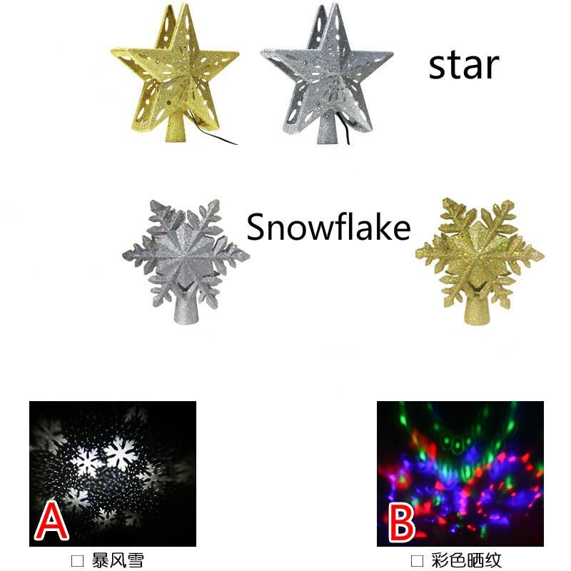 Christmas Tree Topper LED Snowflake Star Top Light Projection Lamp Light Gold Party Romantic Christmas Decorations for Home