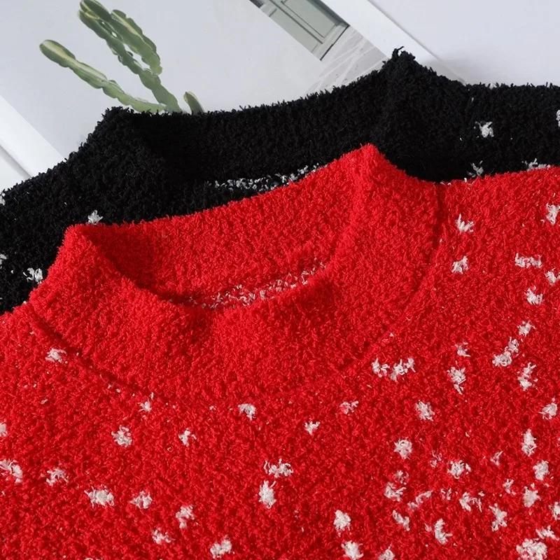 2026 Herbst Winter Herren Weihnachten Schneeflocke Pullover Herren Neujahrs Rot Pullover Herren Dick Fauler Pullover Männlich Locker Schwarz Pullover