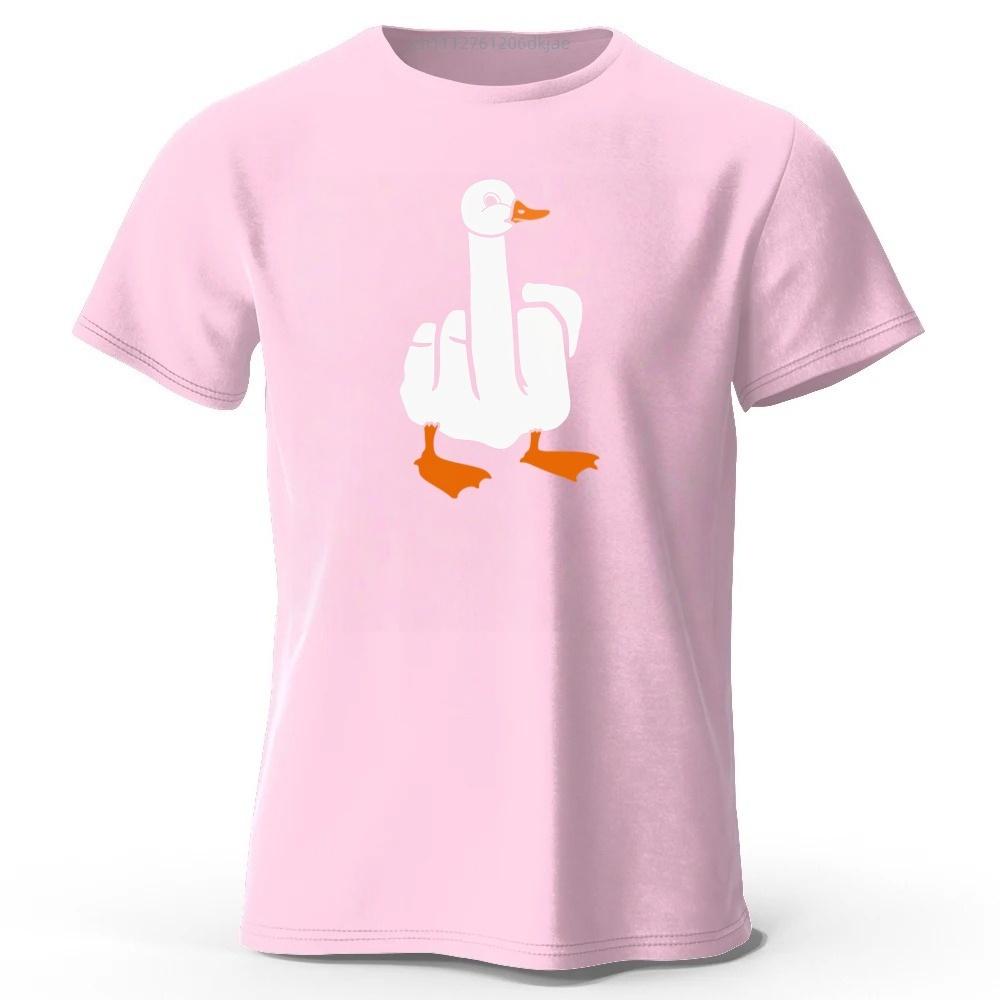 Funny Middle Finger Duck Creative Print Pure Cotton Tshirt for Mens Leisure Entertainment Tshirt Plus Size Loose Sports Top