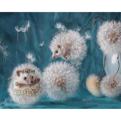 5D-Diamantgemälde zum Selbermachen, Igel mit Löwenzahn, Diamant-Stickerei, komplettes Mosaik-Set, Kreuzstich, Heimdekoration, handgefertigte Geschenke