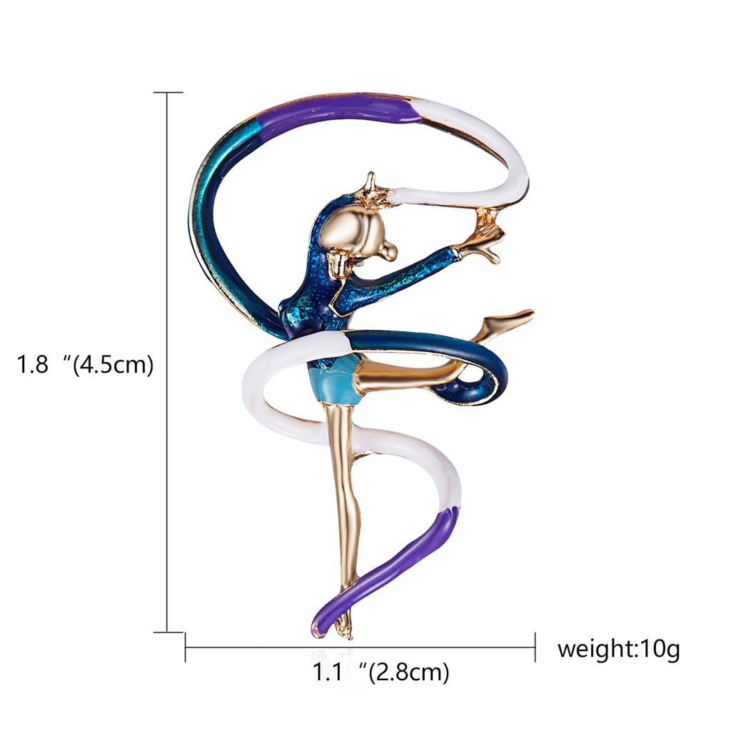 Rinhoo Fashion Ballet Girls Crystal Brooches For Women Cute Rhinestone Gymnastics Ladies Dancer Enamel Pins Figure Badge Jewelry