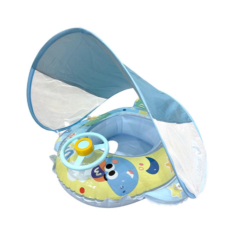 Summer Cartoon Airplane Baby Swim Ring with Handle - Anti-Rollover Design