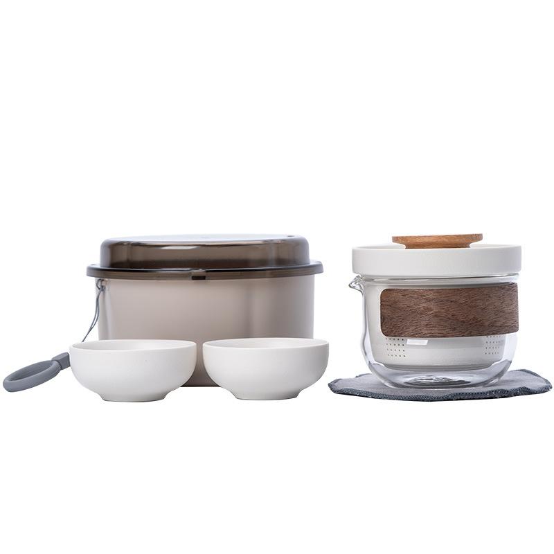 Light luxury one pot two cups travel kung fu tea set tea separation small tea table tea maker business souvenir