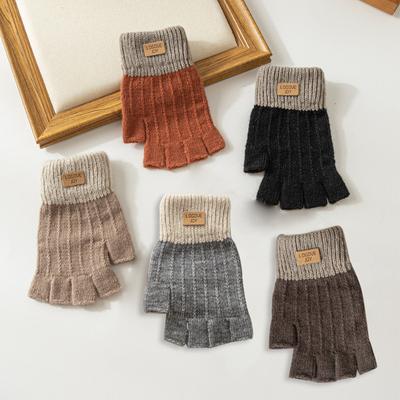 Luvas femininas inverno bonito quente equitação luvas ao ar livre tela sensível ao toque luvas de lã de malha luvas meio dedo
