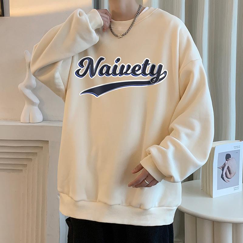 Męska bluza z kapturem z okrągłym dekoltem, moda męska, wiosenna, luźna koszulka bazowa, modna marka, długi rękaw, pulower, odzież męska