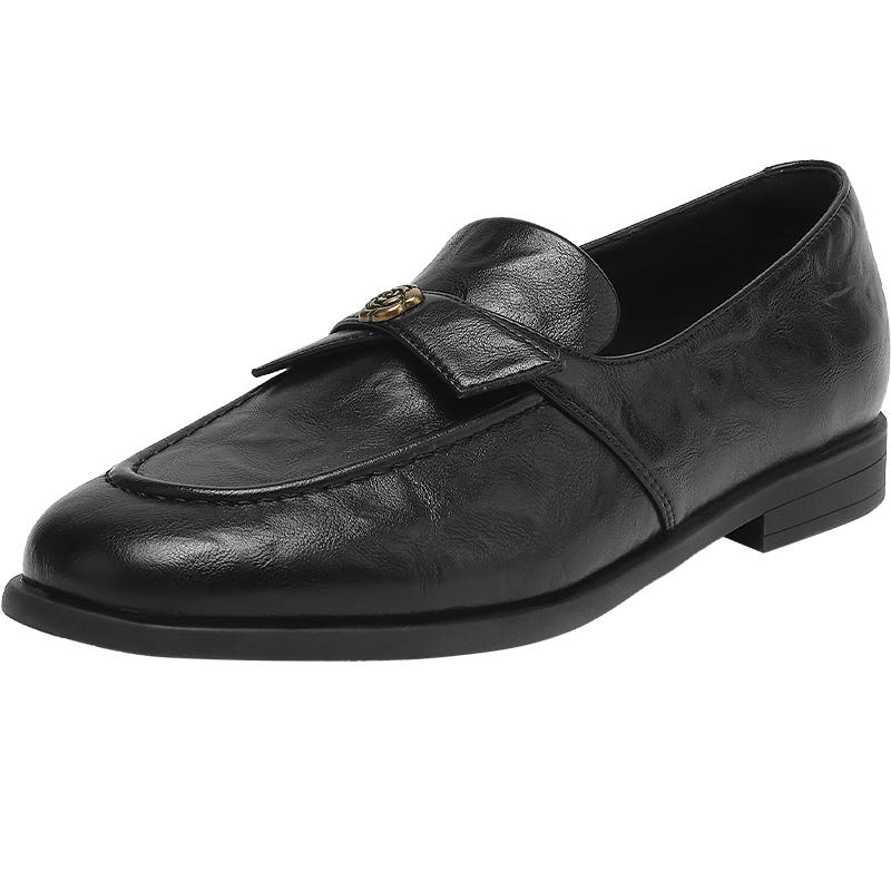 ZHR 2026 Women s Flat British Style Slip-on Loafers EH208 38