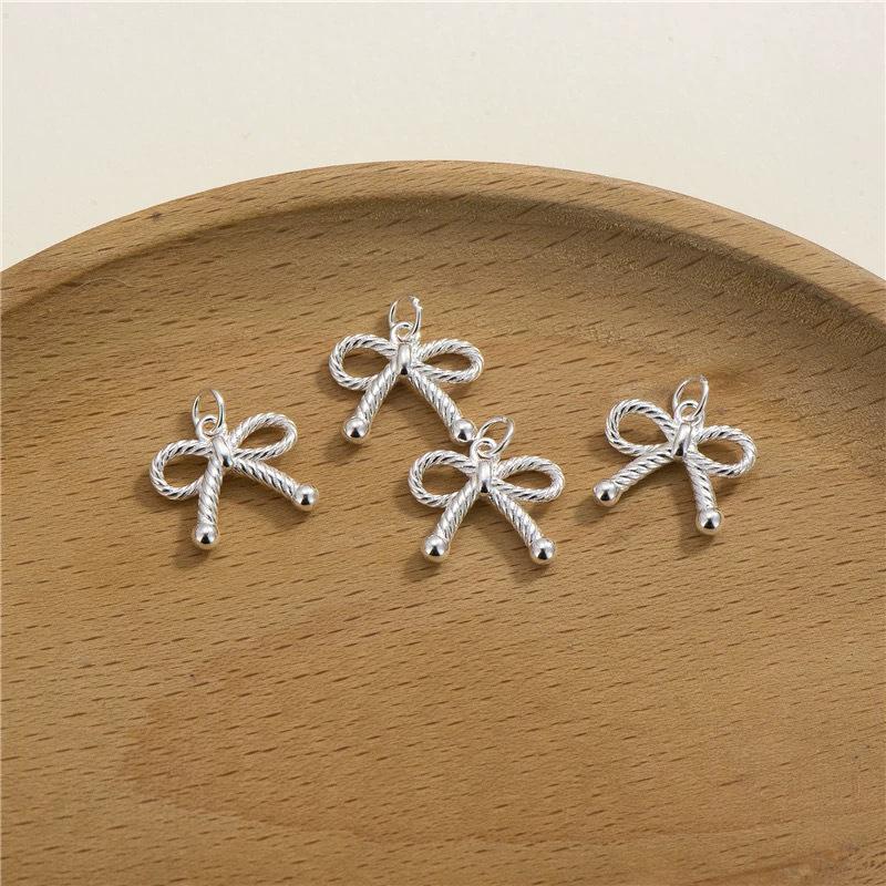 Korean Bow Pendant Copper-Plated Pearl Necklace & Bracelet Charm