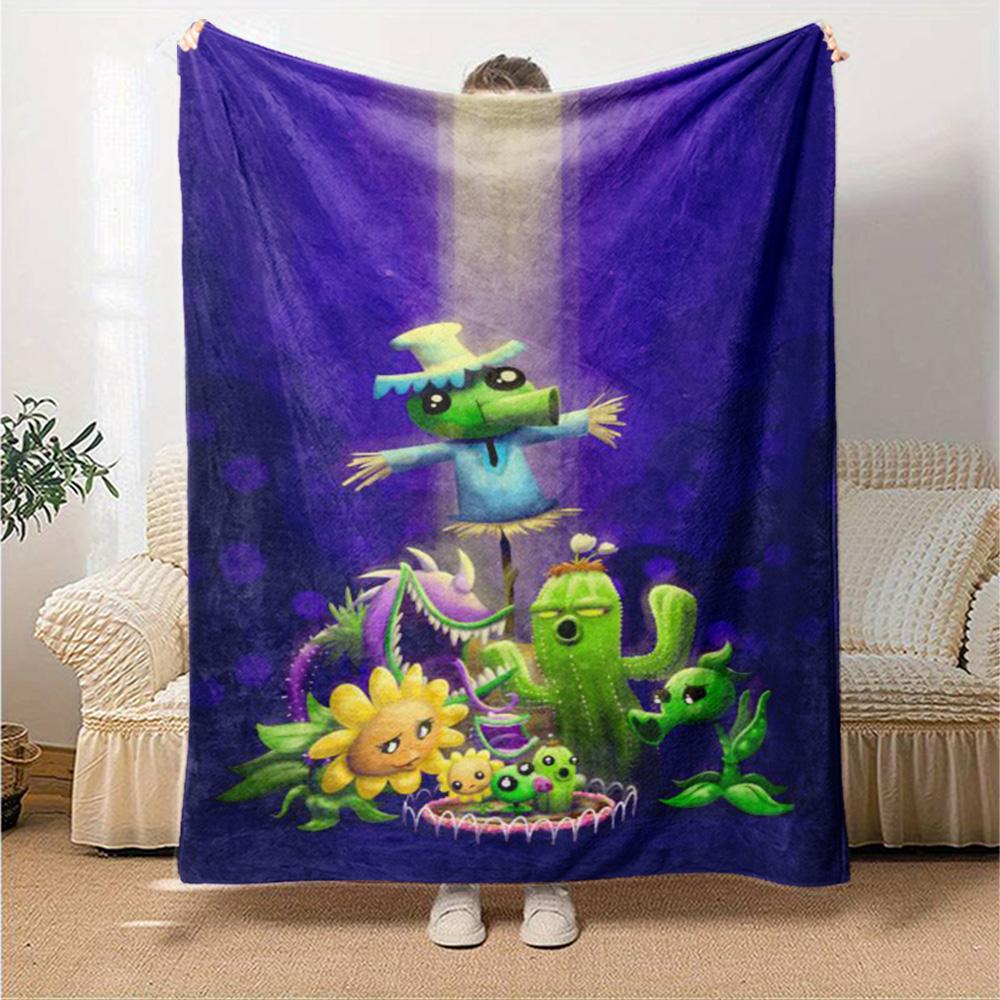 Plants Vs. Zombies Blanket Durable Comfort Great for Bedding Sofa Seaside Four Seasons Multipurpose Digital Print