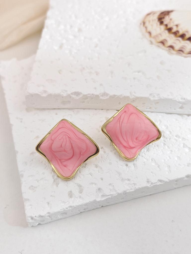 Stainless Steel Enamel Drop Earrings Studs for Women Fashion Exquisite Temperament Earrings Womens Spring Jewelry Gifts