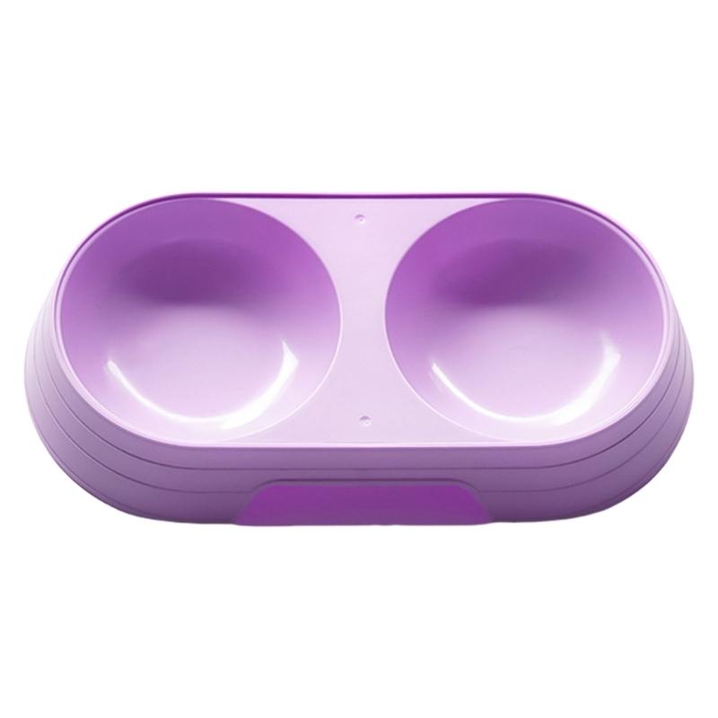 Nonslip Bottom Feeding Dish Double Bowl Feeder Water Food Container For Small Dog Cats Space Saving Modern Design Feeder