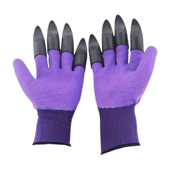 1 Pair Garden Gloves Claw Digging Gloves with Claws 8 for Planting Weeding фиолетовый