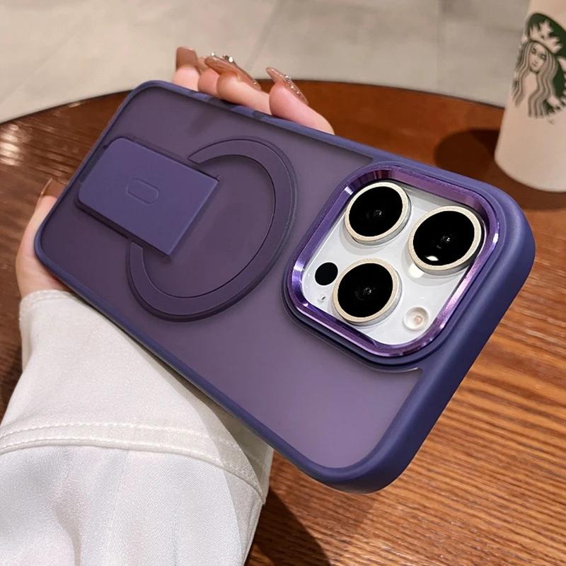 Luxury Magsafe Kickstand Stand Phone Case For For Iphone 11 12 13 14 15 16 17 Pro Max Air Plus Magnetic Shockproof Bumper Cover