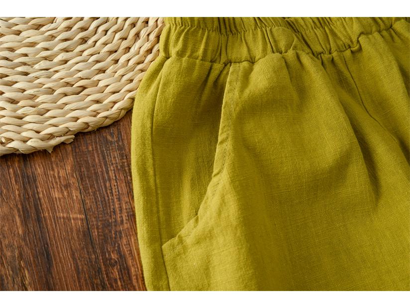 Damen Retro Ramie Baumwolle Leinen Yoga Laternenhose - Sandgewaschen, Zen Meditation Stil