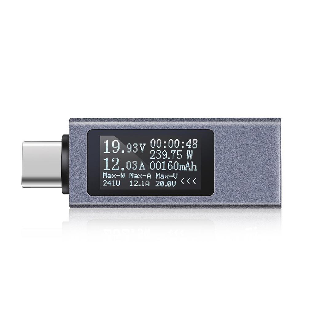Type-C Cellphone Charging Tester PD Direct Current Voltmeter Power Meter Aluminum Alloy Housing Support 4-30V Voltage 0-12A Current Support Fastchargi