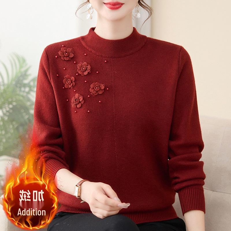 Stylish Knitted Sweater for Middle-aged Women: Warm Winter Base Layer