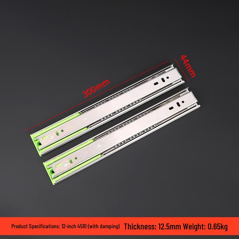 Guwanjia Geräuschdämpfende Schubladenschienen aus Edelstahl mit Stahlkugellauf für Küchenschränke, Push-Pull-Lackierung Pufferführungsschiene.