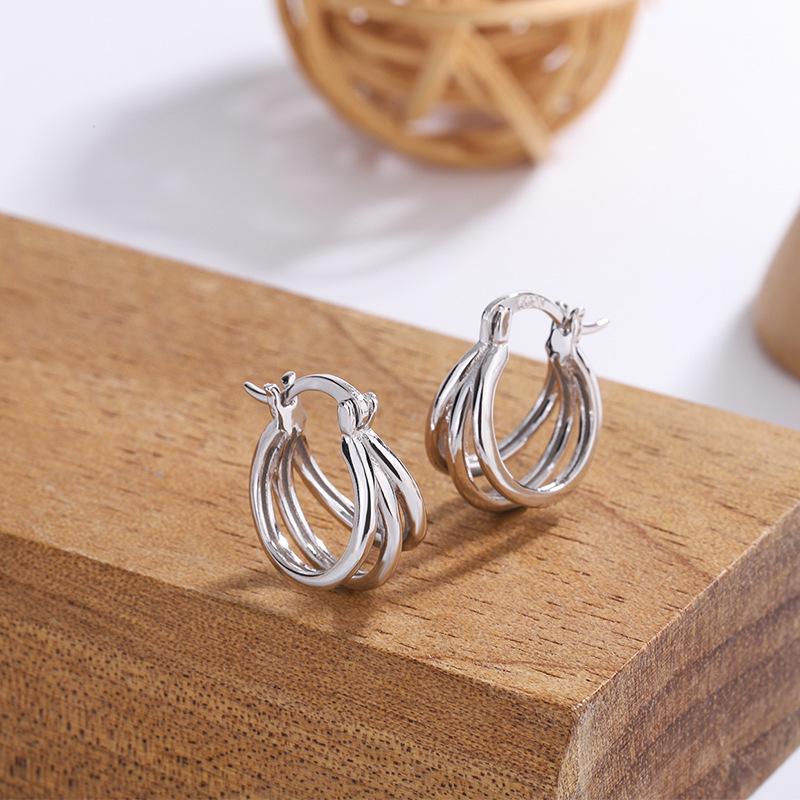 Nimiya S925 Sterling Silver Layered Earrings - Women's Versatile Light Luxury Accessory