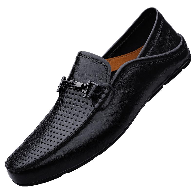 luxury Brand Slip on Original Dual use of formal leather shoes slippers Quality Men Business Non-slip Casual Loafers