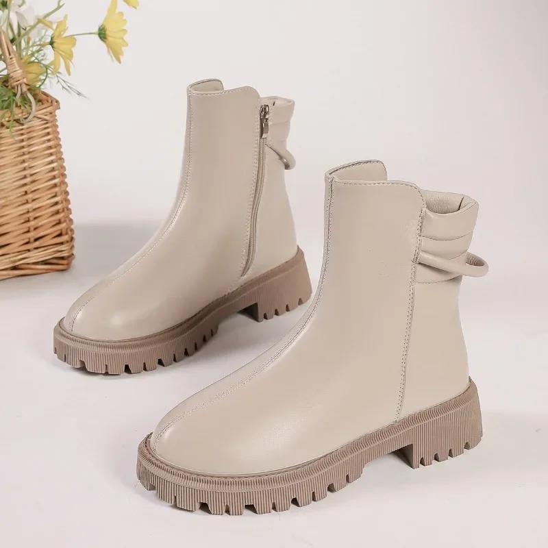 

Модная распродажа женской обуви 2024 года, новые женские ботинки с боковой молнией, модные современные ботинки с круглым носком, женские высококачественные ботинки больших размеров 42 покинуть белый