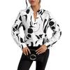 Women's V Neck Long Sleeve Loose Fit Blouse Abstract Pattern Casual Shirt