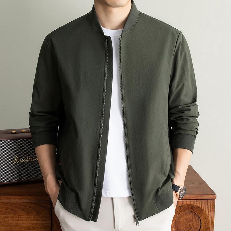 High-end men's jacket, business casual men's clothing, spring and autumn solid color baseball collar coat