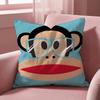 Cartoon P-Paul Frank Monkey Cushion Cover Multi-Scene Pillow Cover for Home & Car - Reversible, Soft & Durable for Daily Use