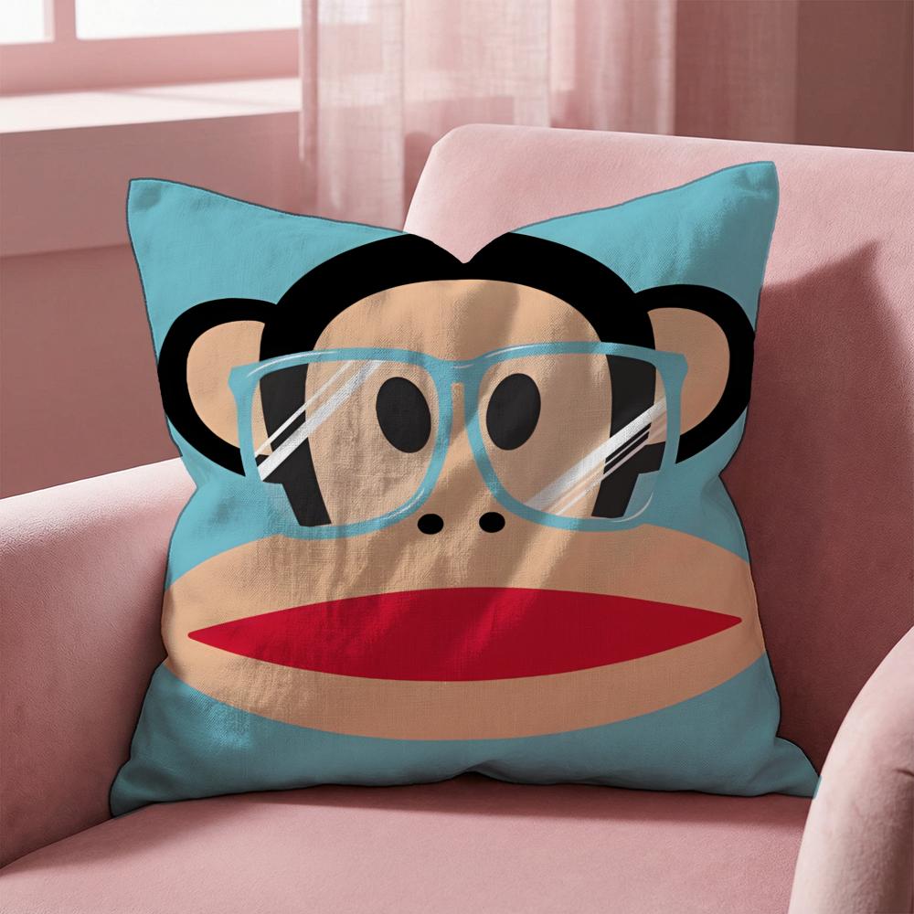 Cartoon P-Paul Frank Monkey Cushion Cover Multi-Scene Pillow Cover for Home & Car - Reversible, Soft & Durable for Daily Use