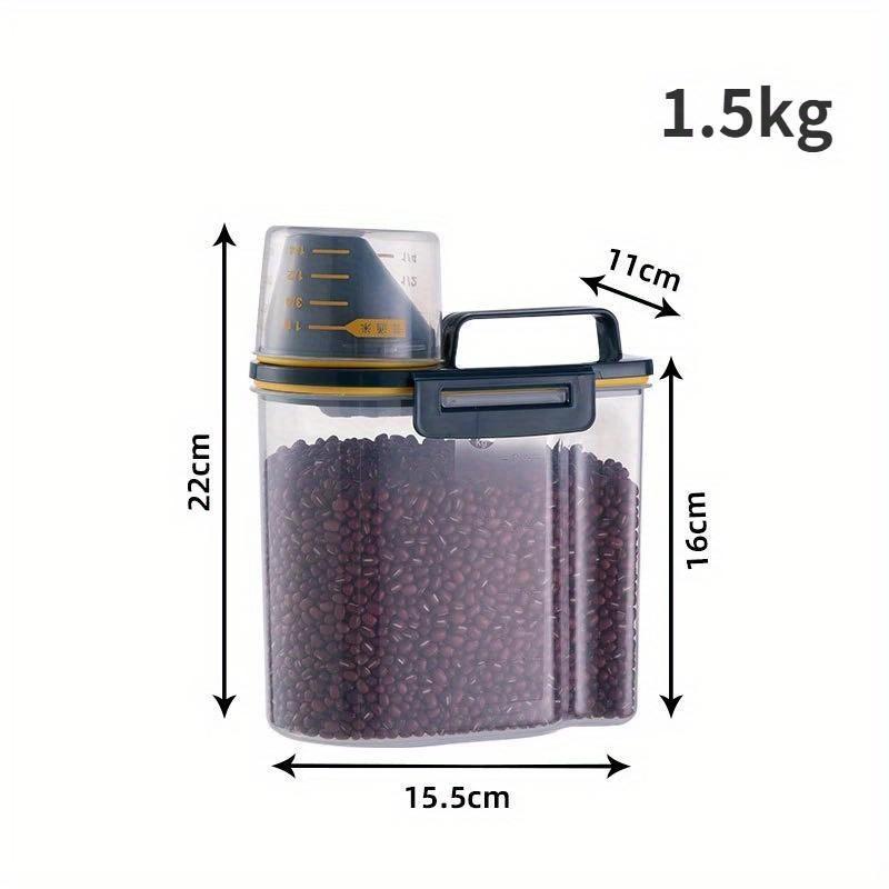 2kg Dog Cat Food Pail Plastic Storage Tank with Measuring Cup Container Moisture-proof Sealed Jar Pet Supplies Accessories