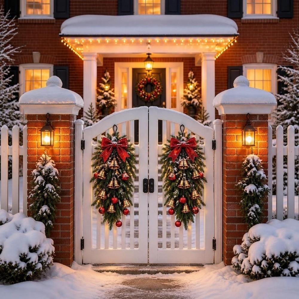 Gold Bell Christmas Teardrop Wreath DIY Bell Swag Wreath New Xmas Door Ornament  Christmas