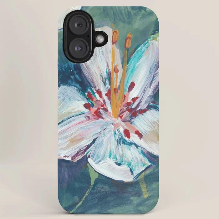 New Clmj Luxury Painted Lily Phone Case for iPhone 17 16 15 14 13 12 11 X XS XR Air Pro Max Plus Luxury Double-layer Back Cover