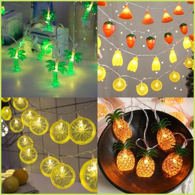 Lemon-Pineapple/Coconut-Watermelon Strawberry Fairy String Lights: Heart Room Decor