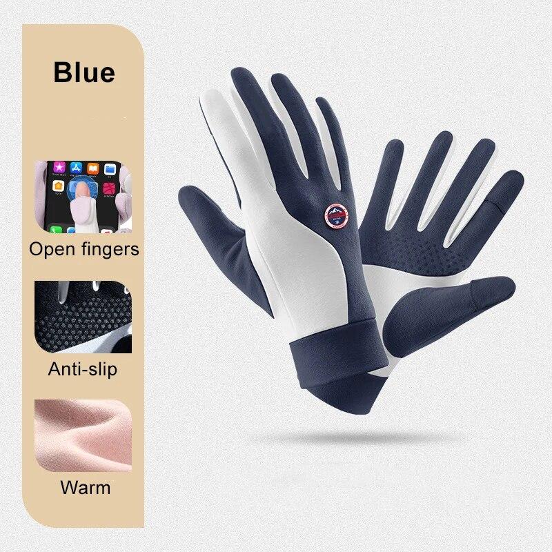 

Велосипедные перчатки Нескользящие термофлисовые перчатки для мужчин и женщин Велосипедные велосипедные мотоциклетные перчатки Открытый Туризм Бег Лыжные варежки темно-синий